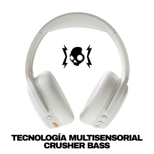 Image of Skullcandy Crusher ANC 2 Wireless Over-Ear Bluetooth Headphones with Extra USB-C Charging Cable, Multi-Sensory Bass, Active Noise Cancelling, 60 Hours Battery, Microphone iPhone Android - Bone