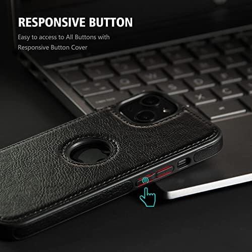 Image of MIDOS Back Cover Compatible with iPhone 14 Plus Leather Case Flexible Slim Cover for iPhone 14 Plus (LC- Black)