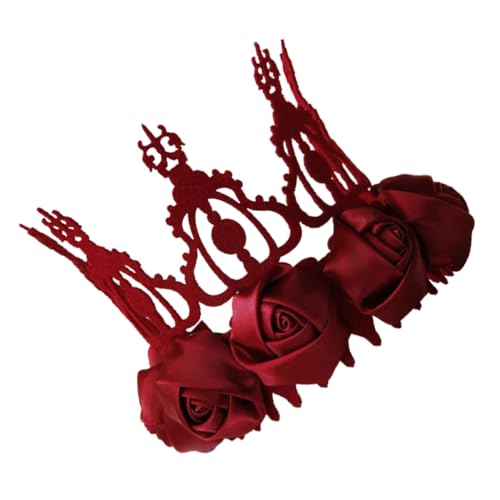 Healvian de reina rosa bandana headband para novia coronas para novias novia fuente aros de pelo rosa Rojo guirnalda tocado de flores coronas de flores cinta