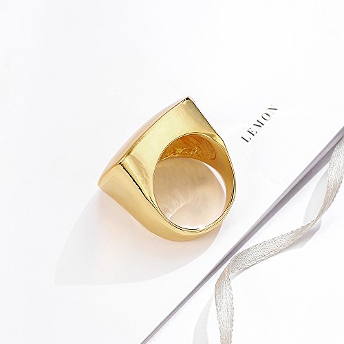 Aprilery Gold And Silver Rings For Women, Chunky Signet Statement Rings Gold Plated Band Ring Wide Metal Square Rings Cocktail Costume Jewelry Gifts For Her (A-Square Gold, 9) #TOP3
