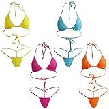 [Paket inklusive] 4 Sets Damen Bikini Bekleidung ( Gelb + Orange + Blau + Rosenrot )