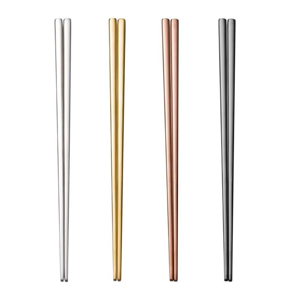 Baguettes en acier inoxydable 4 paires de couverts anti-glisse faciles à laver pour la maison