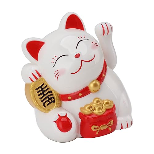 Mrisata Glückskatze, Maneki Neko Winkekatze, Maneki Neko Winkende Glückskatze mit Schwenkendem Arm, Glücksbringer, Solarbetrieben, Niedliche Glückskatze, Viel Glück, Reichtum, Einladende