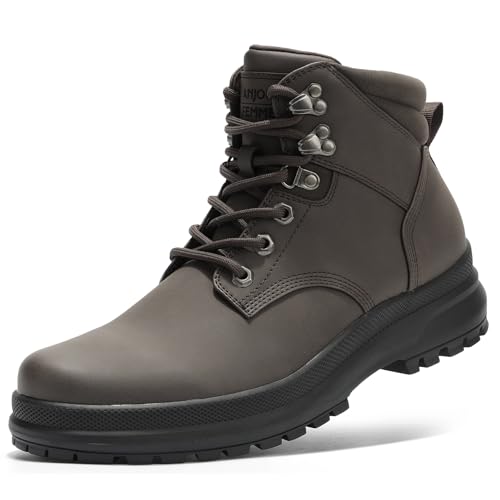ANJOUFEMME Men's Waterproof Hiking Boots - Lightweight Ankle Support, Slip-Resistant Trail Shoes for Outdoor Trekking, BROWN-12
