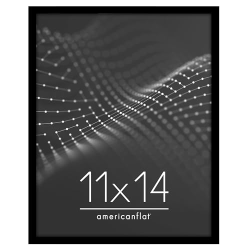 Image of Americanflat 11x14 Picture Frame with Shatter-Resistant Glass - Streamline Collection - Thin Border Picture Frame for Wall Display - Hanging Hardware Included - Black