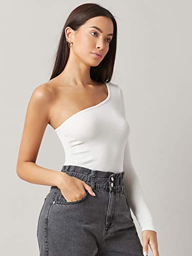 Image of Aahwan Solid One Shoulder Fitted Top for Women's & Girl's