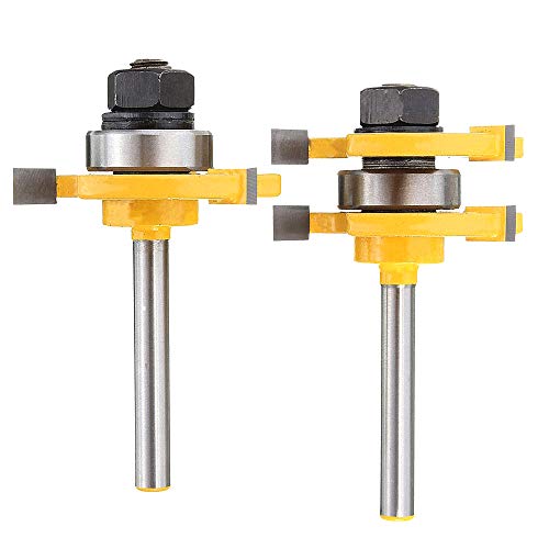 Gasea 3 Dientes Tipo T Cortador de Diámetro Mango Herramienta fresado, Juego de Brocas para Fresadora Vástago de 1/4 Pulgadas, Forma de T Herramienta de Carpintería