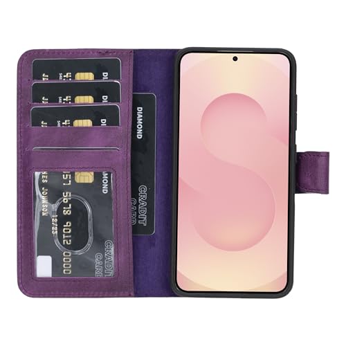 Étui portefeuille en cuir pour Galaxy S26 Plus violet, idéal pour vos sorties sans sac
