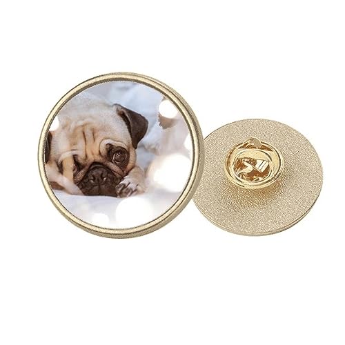 Broche ronde bouledogue, le cadeau en métal doré idéal pour passionnés