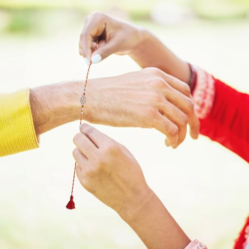 Image of 925 Silver Sacred Thread for Brother | Traditional Chandi Rakhi | Raksha Bandhan Celebration Accessory | Bracelet-Inspired Design | Gift for Bhai, Boys & Children