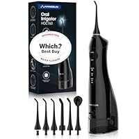 Hangsun Water Flosser for Teeth Cordless Oral Irrigator Dental Water Jet Electric Tooth Flosser with 6 Jet Tips 300ML Water Tank USB Rechargeable for Travel and Home Use (Black)