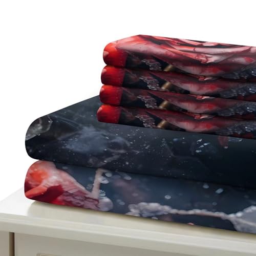 Parure de lit roses rouges 140x200cm avec housse de couette en microfibre - 7