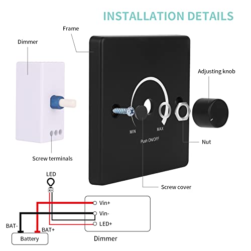 Rvzone 12V Dc Dimmer Switch | 12/24 Volt High Side Pwm Dimmer For Rv Light Led Interior Lights Led Light Fixture, Halogen, Incandescent, Used For Rv, Auto, Camper, Trailer Van Truck, Boat #TOP3