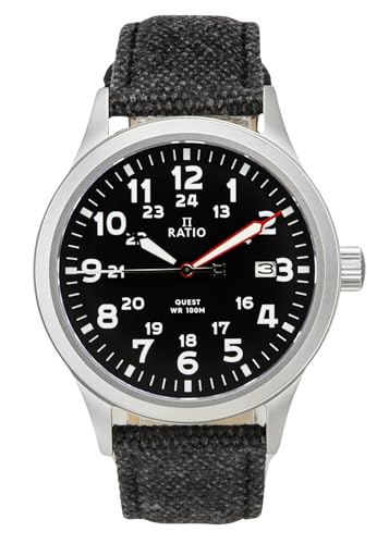 Image of RATIO Field Watch Sapphire Crystal Nylon Strap Easy Reader Casual Watch Japanese Quartz 100m Water Resistant Military Watch for Men