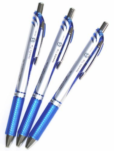 Pentel Energel Deluxe RTX Retractable Liquid Gel Pen, 0.5mm, Fine Line, Needle Tip, Blue Ink-value Set of 3(with Values Japan Original Discription of Goods)