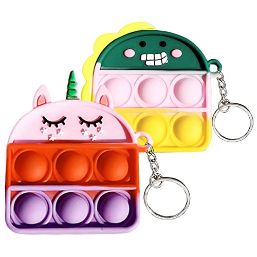 Steemjoey 2 PCS Mini Pop Push It Fidget Jouet Porte-clés, Nouveau Populaire Mini Décompression du Bout des Doigts pour ADD, Jouet Antistress pour Le Bureau,...