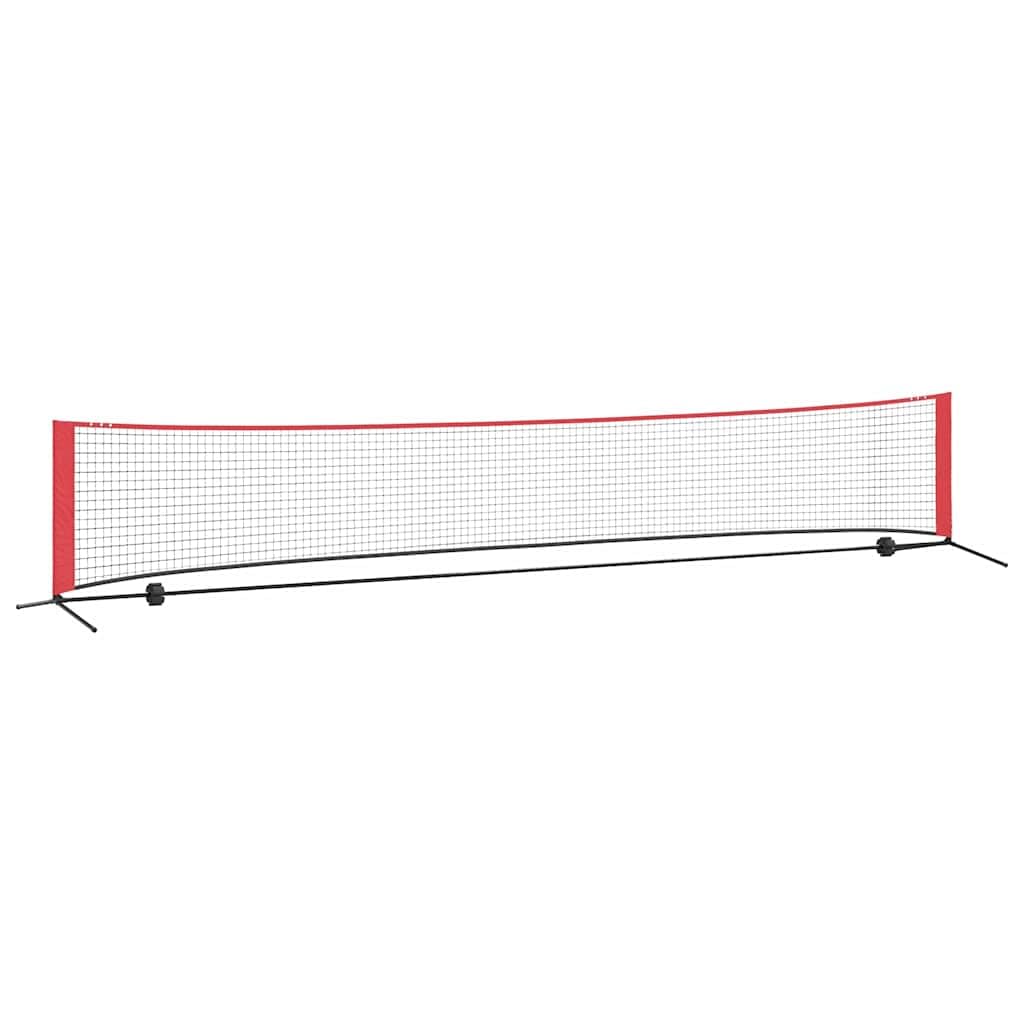 vidaXL Tennis Net Folding Black and Red 494.5 x 90 x 87 cm Polyester, Modern Tennis Net for Garden and Terrace, Rectangular, Portable, Foldable, Adjustable, Lightweight, UV Resistant