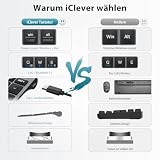 iClever Klawiatura Bluetooth z myszką, zestaw bezprzewodowy, podwójny tryb wielokrotnego ładowania (Bluetooth 5.0 + 2.4G), klawiatura radiowa, do komputera/laptopa, układ QWERTZ, szara
