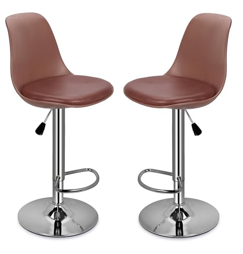 Image of DPI Modern Height Adjustable and 360 Degree Revolving Bar Stool | Kitchen Chair Suitable for Kitchen Cafeteria Dining Office Shops | (2, Tan)