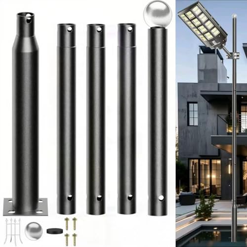 CypikSjj Street Light Pole 16ft Tall - Outdoor Solar Split Street Lamp Post Light Pole with Mounting Steel Anchors for Patio, Street, Backyard, Parking Lot