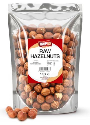 Tropgo Raw Hazelnuts 1kg - Packed Fresh Large Hazelnut - Premium Quality Nuts for a Healthy Heart High in Fibre & Minerals - Perfect for Snacking