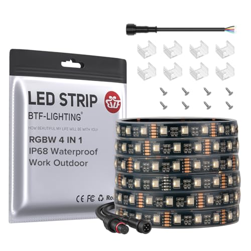 Image of BTF-LIGHTING RGBW LED Strip IP68 Waterproof Warm White DC12V 16.4FT 300LED