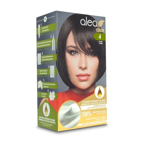 ALEA - Tinte Pelo Mujer - Alea Color - Nº 4 K - Color Castaño - Coloración Permanente en Crema - con Aceite de Argán y Macadamia - Cobertura de Canas - Máxima Protección y Cuidado
