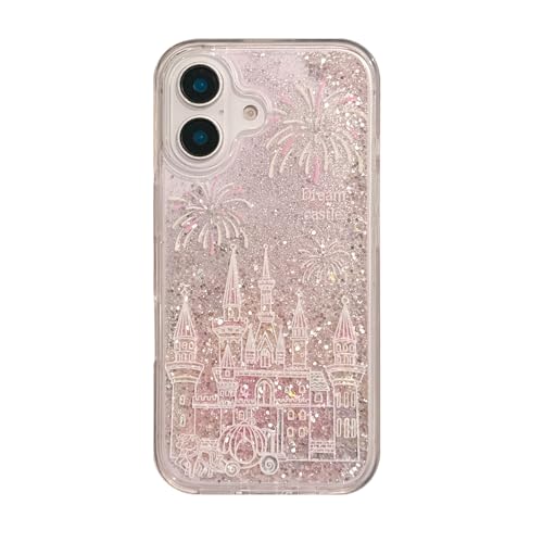 ZHENNAN Compatible with iPhone 16 Case for Women, Glitter Quicksand Castle Pattern Case for iPhone 16, TPU Silicone Shell Durable Shockproof [Camera Pritection] Phone Bumper Cover