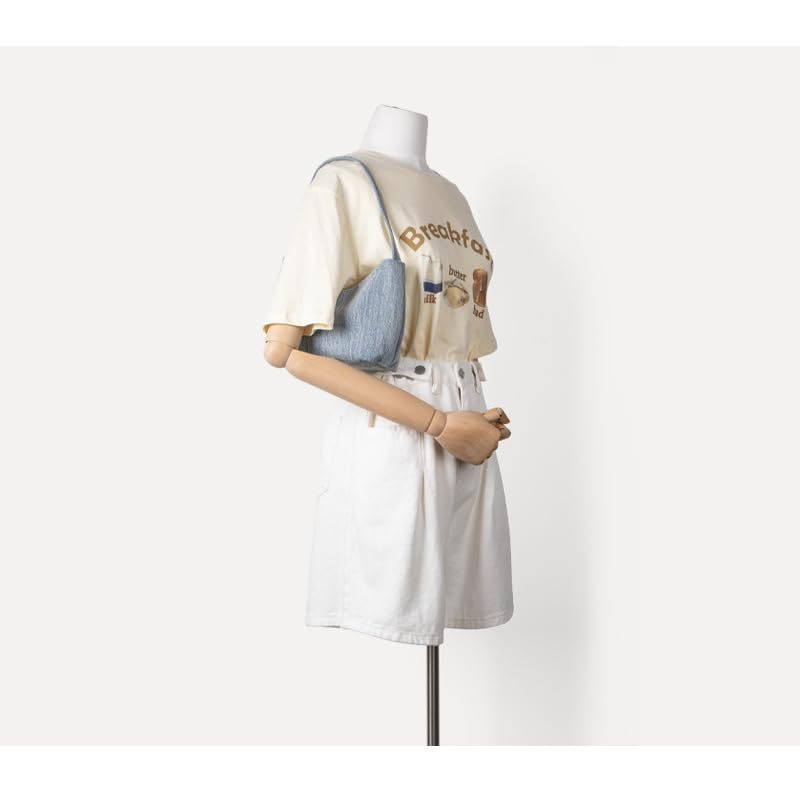 Women's summer denim shoulder bag casual checkerboard underarm bag4