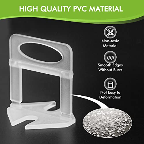 Tile Leveling System Clips 1/16", 1000pcs Tile Leveler Spacers Clips for DIY & PRO Tile Layers, Easy To Disassemble,Tile Leveling System Tools for Wall/Floor Ceramic Tile and Stone Installation-White - Image 3
