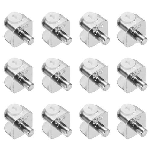 uxcell Glass Shelf Bracket Pegs, 12Pcs Zinc Alloy Adjustable Glass Clamps with Pin Wall Mounted Shelf Holders Supports for 4-8mm Tempered Glass by uxcell - Used condition - US$7.13