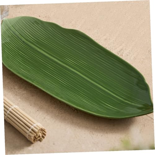 Plato de cerámica para sushi con forma de hoja decorativa miniatura 4