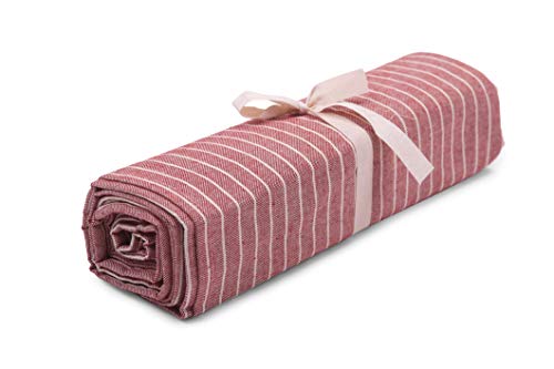 HomeLife – Foulard Multiusos – Tela Decorativa Cubre sofá con diseño de Rayas, 260x280, fabricación Italiana – Granfoulard de algodón – Cubrecama Doble (Cama de Matrimonio) – Rojo