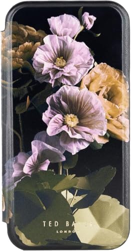 Ted Baker Paper Flowers Mirror Folio Case Compatible with iPhone 16 - Black Gold