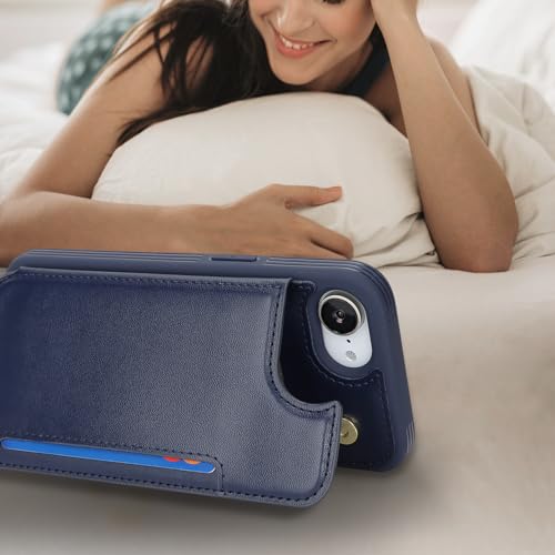 iCoverCase Compatible with iPhone 17e/16e Wallet Phone Case with Card Holder for Women Men, [RFID Blocking] Card Slots PU Leather Protective Wallet Case 6.1 Inch (Dark Blue) by iCoverCase - Used condition - Image 5