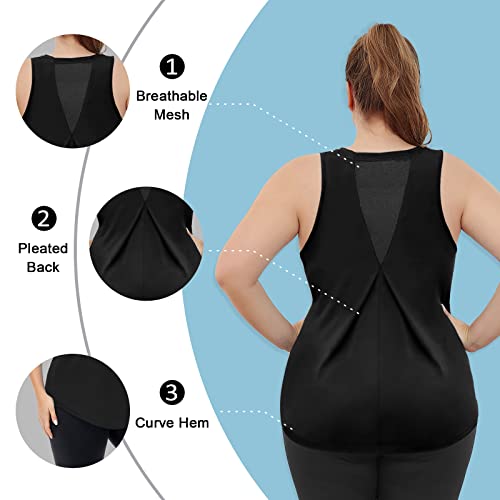 COOTRY Womens Plus Size Workout Tops Loose Fit Tank Tops Athletic Gym Yoga Clothes4