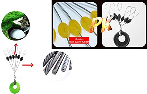 Image of 100 Pcs Rubber Fishing Bobber Stopper,6 in 1 Float Sinker Stops,Black Orange & Colorful Oval Cylinder,L M S Float Stop Available