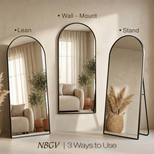 Image of 76 inchx35 inch Floor Mirror Full Length Arched Full Length Mirror Black