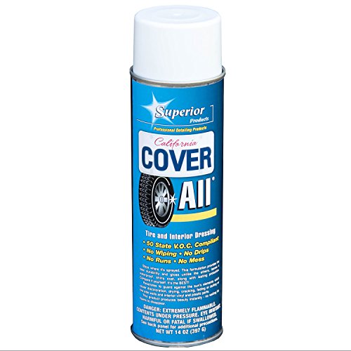 Superior Products California Cover All Automotive Tire Shine Aerosol Spray Can & Professional Grade -Tire Dressing - High Gloss - Water Repellent & Made in America (14 oz)