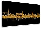 Kunstbruder Wandbild - Wuppertal Skyline Gold (div. Formate) - Leinwandbild Kunstdruck Streetart Graffiti Like Banksy Schlafzimmerbild 100x200cm