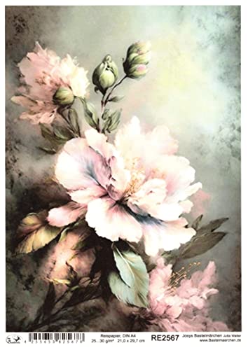 Josys Bastelmärchen RE2567 A4 Reispapier Blumen Rosa/Weiß