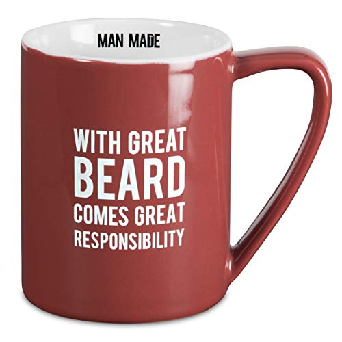 Pavilion Gift Company Man Made"With Great Beard Comes Great Responsibility" Coffee Mug, 18 oz, Red