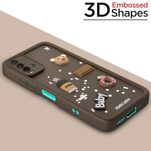 Image of Pikkme Back Cover for Redmi 9 Power /Poco M3 | Cute Fun Cartoon 3D Bear Silicone Full Body Protection Bumper Cover (Brown)