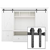 SMARTSTANDARD 8FT Mini Sliding Barn Door Hardware Track Kit -Super Smoothly and Quietly -Used for Double Opening Cabinet, TV Stand, Closet, Window -Fit 24