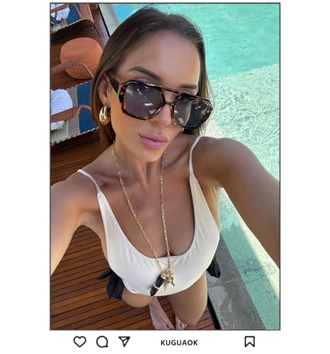 KUGUAOK Retro Aviator Sunglasses for Women 70s Design Style Hexagonal Sun Glasses UV Protection Travel Trendy Shades3