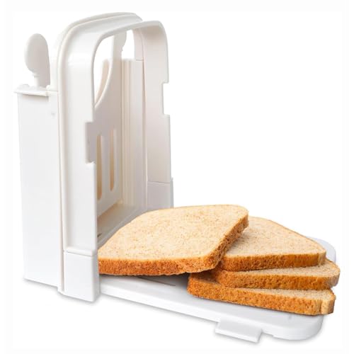 ERYUE Cortadora de Pan Herramienta de Cocina Eficiente y Fácil Usar para Pan Casero Guía Corte para Panaderos Caseros Blanco