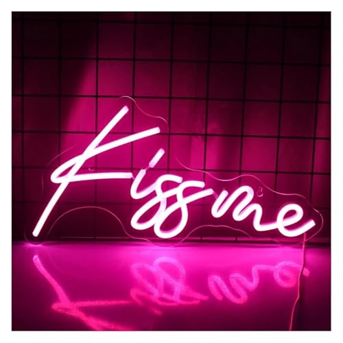 Néon décoratif Kiss Me rose LED pour créer une ambiance romantique dans votre chambre