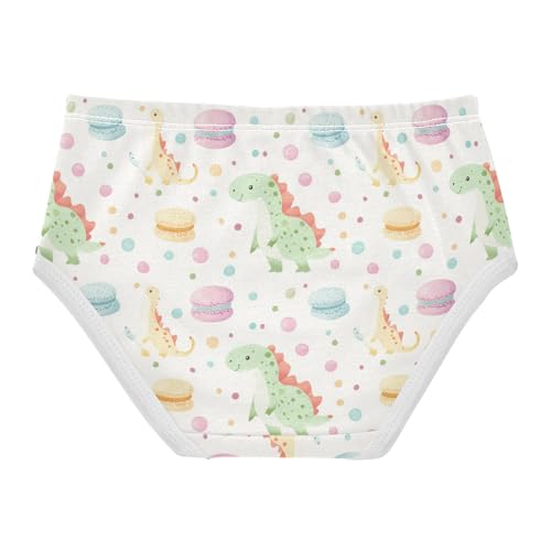 ZZKKO Dinosaur Macaron and Polka Dot Girls Underwear Toddler Panties for Girls Comfort Brief Size 8Y2