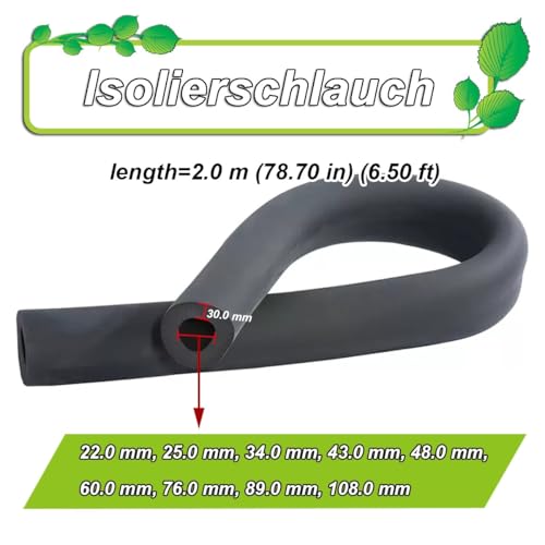 Rohrisolierungsfolie für den Außenbereich, Frostschutz-Schaumstoff-Rohrabdeckungen für Wasserrohre, 30 mm dick, passend für ID 22 mm, 25 mm, 34 mm, 48 mm, 76 mm, 108 mm – Lagging Solution