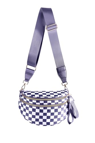 Image of FEIBOON Spacious Checkered Nylon Crossbody Bag Bum Bag Handbags Wallets for Women